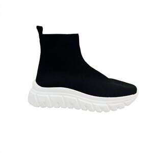 NEW RENATO GARINI women's stretch high top sneaker in black